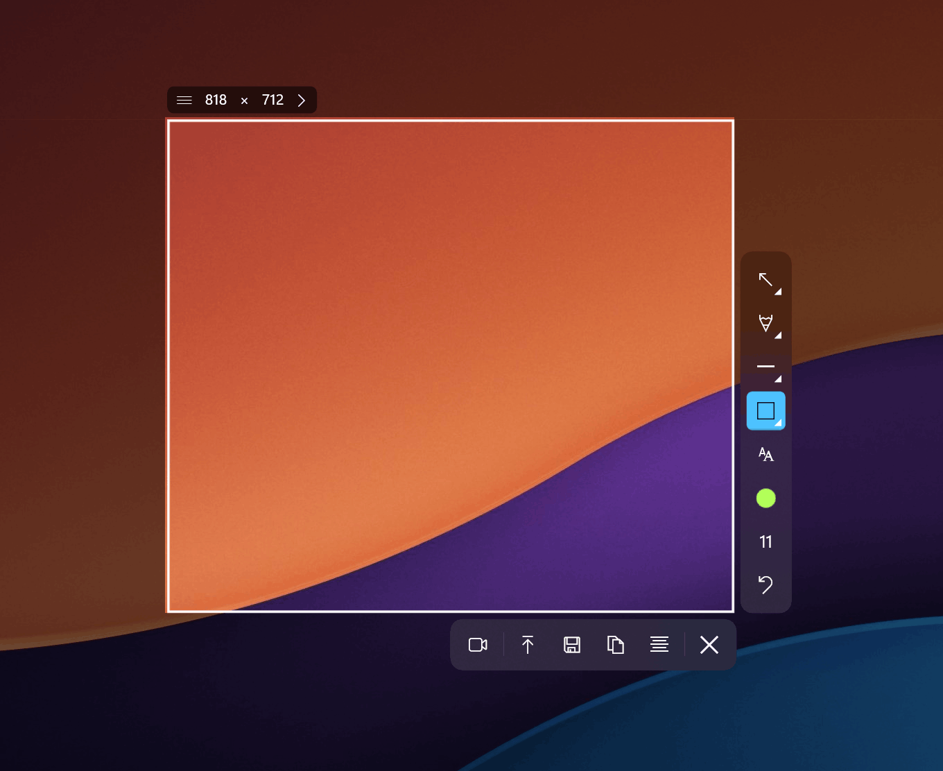 Sleekshot's clean editor interface with toolbar in dark theme