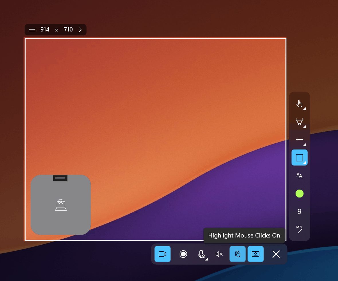 Sleekshot screen recording with webcam circle overlay and cursor highlighting