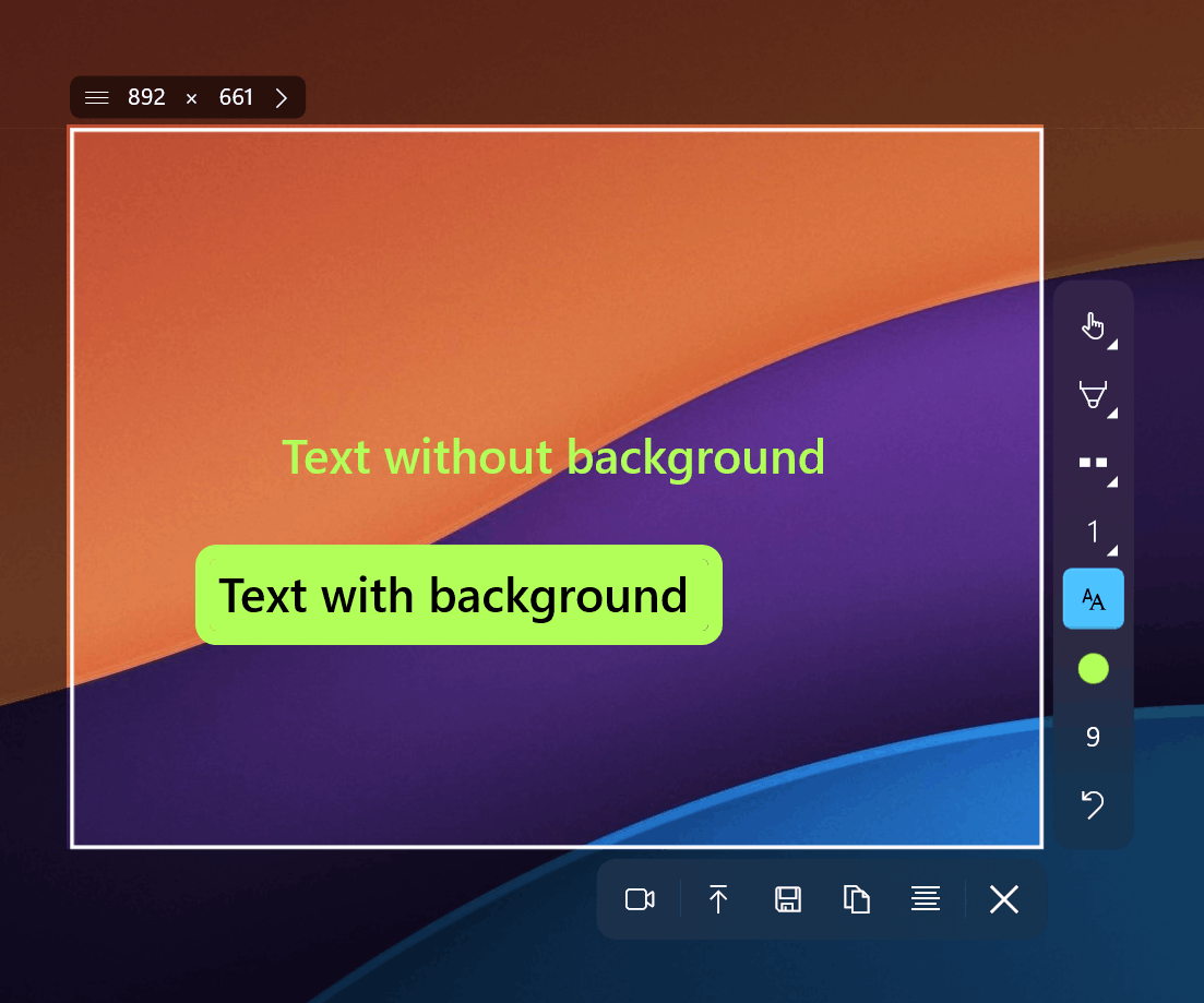 Sleekshot text annotation with and without background options