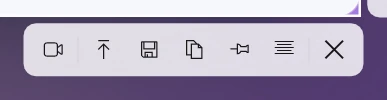 Sleekshot toolbar with Upload, Save, Copy, Copy text and screen recorder buttons