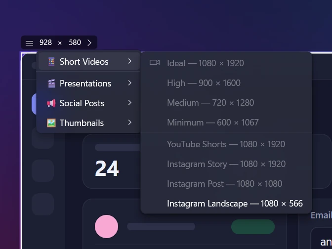 Screenshots at an Exact Size: Ready-Made Sizes for Social Posts, Shorts and Slides