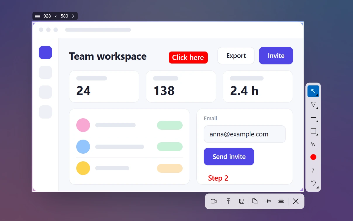 Sleekshot text tool: a filled text label and plain text on a screenshot